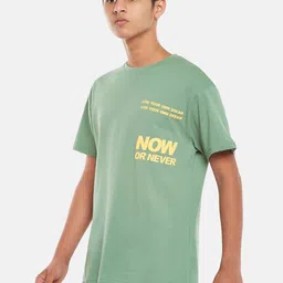 Coolsters by Pantaloons Boys Olive Green Typography T-shirt image 2