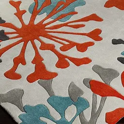 Safiya Carpet Beige Floral Printed Hand-Tufted Woollen Carpets image 3