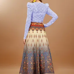 SAPTRANGI Floral Printed Maxi Flared Skirt image 2