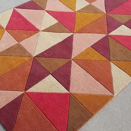 Safiya Carpet Pink Geometric Hand-Tufted Woollen Carpets image 4