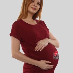 SillyBoom Maternity Round Neck Graphic Printed Cotton T-shirt image 5