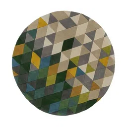 Safiya Carpet Green & Blue Geometric Printed Hand-Tufted Woollen Carpets image 5