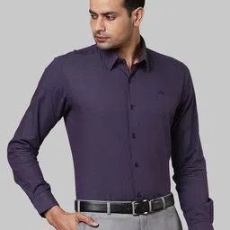 Raymond Men Dark Violet Colored checked Cotton Shirts image 4