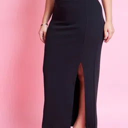 Purple Feather Plus Size Maxi Formal Pencil Skirt image 2