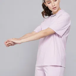 GRIFFEL Women Lavender & christmas silver V-Neck Drop-Shoulder Sleeves OversizedT-shirt image 5