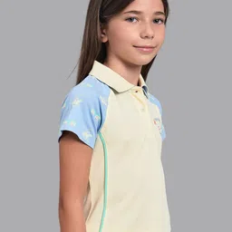 Beverly Hills Polo Club Girls Yellow & Blue Colourblocked Polo Collar T-shirt image 2