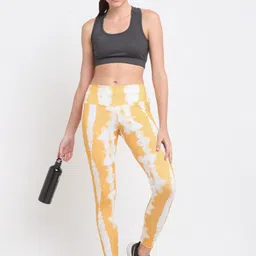 FITLETHICS Women Yellow Printed Tights image 2