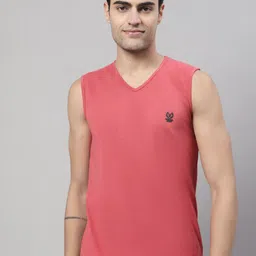 mack jonney VIMAL JONNEY Pack Of 2 Sleeveless V-Neck Solid Cotton T-shirt image 5