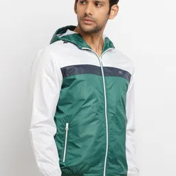 Status Quo Men Green White Colourblocked Padded Hooded Jacket image 2