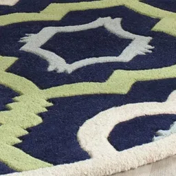 Safiya Carpet Navy Blue & White Ethnic Motifs Woollen Carpet image 4