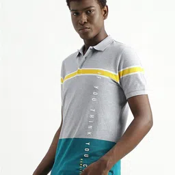 United Colors of Benetton Colourblocked Polo Collar Cotton T-shirt image 3