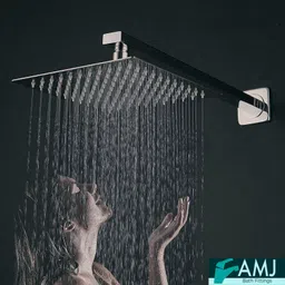 amj SS304 UltraSlim HighPressure Rainfall Shower & Shower Fit Arm (8X8+18INCH ARM) Fixed Mount-picture-14