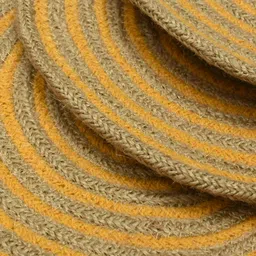 HOMADORN Brown & Yellow 6 Pieces Braided Cotton Round Reversible Table Placemats image 2