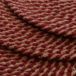 HOMADORN 2 Pieces Brown & Maroon Self Design Pure Cotton Round Table Placemats image 5