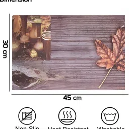 REVEXO Black & Brown 6 Pieces Printed Rectangle Heat-Resistant Table Placemats image 3