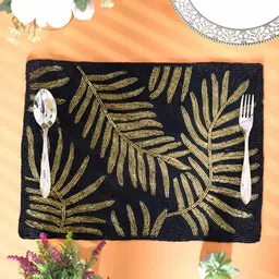 PURINA'S Black & Gold Toned Beaded Table Placemats image 2