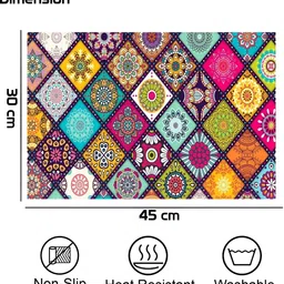 REVEXO Green & Pink 6 Pieces Printed Anti-Slip Table Placemats image 3