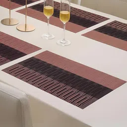 YELONA Peach Coloured & Black 6 Pieces Printed Anti-Slip Table Placemats image 3