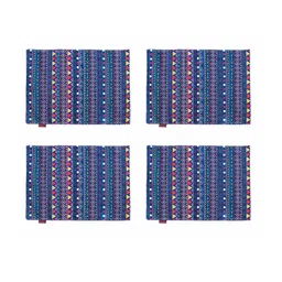 AEROHAVEN Set of 4 Blue Geometric Printed Cotton Table Placemats image 4
