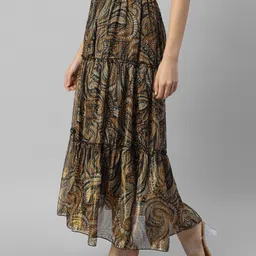 DEEBACO Paisley Printed Chiffon Maxi Tiered Skirt image 5