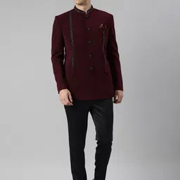 TheEthnic.Co Embroidered Mandarin Collar Bandhgala Blazer image 3