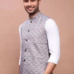 SHOWOFF Printed Woven Slim-Fit Nehru Jackets image 2