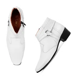 Bxxy Men Mid Top Block Heel Elevator Formal Boots With Buckle Detail image 5