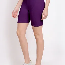 Jinfo Women Pack of 2 Mid-Rise Cotton Lycra Cycling Sports Shorts image 3