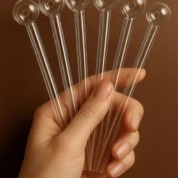 agnix Glass Oil Burner Pipe 6 inch Transparent Borosilicate Glass Inside Fitting Hookah Mouth Tip-picture-10