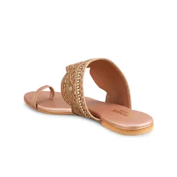Anouk Rose Embellished Fabric Open One Toe Flats image 2