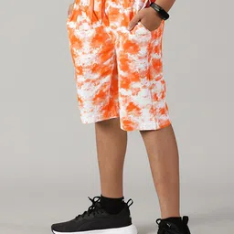 KiddoPanti Boys Tie & Dye Printed Cotton Mid-Rise Regular Fit Shorts image 2