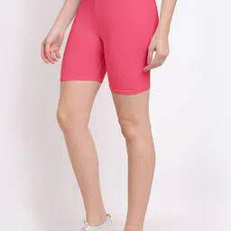 GRACIT Women Pack Of 2 Beige Super Combed Lycra Cycling Sports Shorts image 3