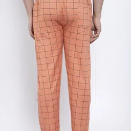 JAINISH Men Orange Checked Lounge Pants image 3