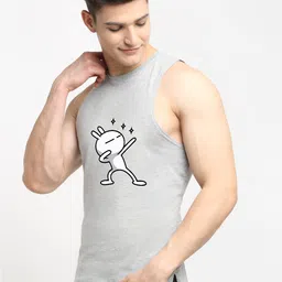 Friskers Men Grey Printed Pure Cotton Innerwear Vests image 5
