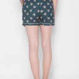 FashionRack Pack of 2 Women Green & Navy Blue Printed Cotton Lounge Shorts image 3