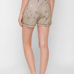 FashionRack Women  Pack of 2 Beige & Navy Blue Printed Cotton Lounge Shorts image 3