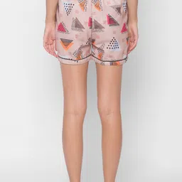 FashionRack Women Beige & Purple 2 Printed Lounge Shorts image 3