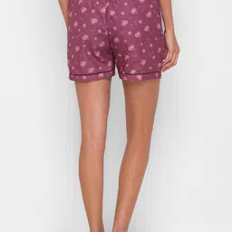 FashionRack Women Green & Purple Set Of 2 Printed Lounge Shorts image 3