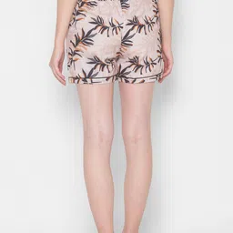 FashionRack Women Pack of 2 Beige & Blue Printed Lounge Shorts image 3