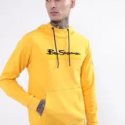 BEN SHERMAN Men Mustard Hooded Sweatshirt image 3