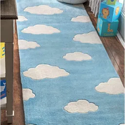 Safiya Carpet Blue & White Abstract Woollen Carpets image 5