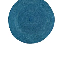 Art Avenue Blue & Teal Woven Design Jute Circular Rug image 5