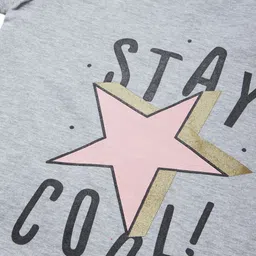 R&B Girls Grey Typography Printed Cotton T-shirt image 3