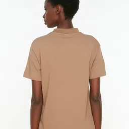 Trendyol High Neck Drop Shoulder Pure Cotton T-shirt image 2
