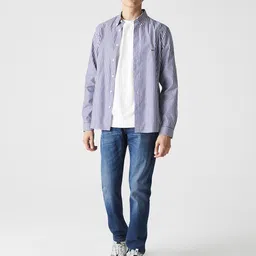 Lacoste Men Modern Striped Pure Cotton Casual Shirt image 4