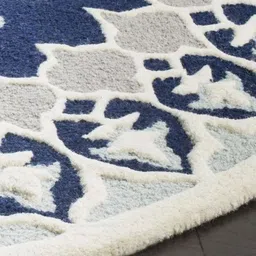 Safiya Carpet Navy Blue & Grey Ethnic Motifs Woollen Carpet image 3