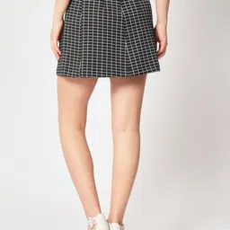 Zastraa Black & White Checked A-Line Mini Skirt image 5