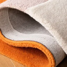 Safiya Carpet Beige & Orange Geometric Printed Hand-Tufted Woollen Carpets image 2