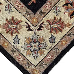Safiya Carpet Black & Beige Ethnic Motifs Hand Tufted Woollen Carpets image 2