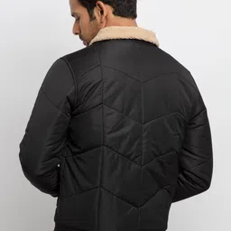 Status Quo Men Black Solid Quilted Jacket image 3